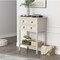 Beige Console Entryway Table with 3 Drawers and an Open Shelf for Hallway Living Room